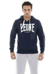 Bluza z bawełna z kaptur na co dzień na siłownię. Niebieskie bluzy sportowe męskie LEONE 1947 APPAREL, xl, z bawełny. Za 324.17 zł.