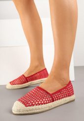 Czerwone Siateczkowe Espadryle Ozdobione Plecionką Telovianna. Czerwone espadryle damskie Born2be, bez wzorów, z jeansu, bez obcasa. Za 79.99 zł.