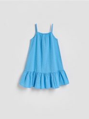 Sukienka na ramiączkach - niebieski. Niebieskie sukienki dziewczęce Reserved, bez wzorów, z bawełny, bez ramiączek. Za 59.99 zł.