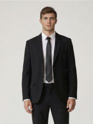 Marynarka regular z dodatkiem wiskozy - czarny. Czarne marynarki męskie Reserved, bez wzorów, z tkaniny. Za 359.99 zł.