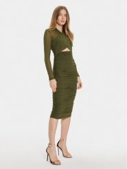 BARDOT Sukienka koktajlowa Aliyah 56305DB Khaki Slim Fit. Brązowe sukienki damskie BARDOT, m, bez wzorów, z syntetyku, wizytowe, bez kołnierzyka, bez ramiączek. Za 429.99 zł.