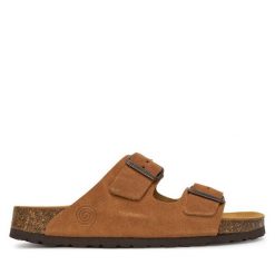 Klapki Dr. Brinkmann. Brązowe klapki damskie Dr. Brinkmann, bez wzorów, bez obcasa. Za 269.99 zł.