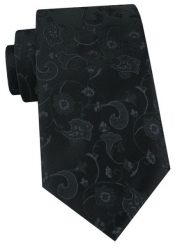 Męski Krawat - Chattier - Czarny z Kwiatową Fakturą Tkaniny. Czarne krawaty i muchy męskie Chattier, bez wzorów, z tkaniny, eleganckie. Za 55.00 zł.