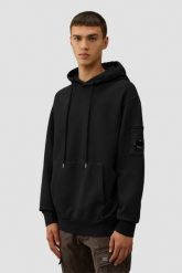 C.P. COMPANY Czarna bluza męska Sweat Hooded. Czarne bluzy bez kaptura męskie C.P. Company, m, z bawełny. W wyprzedaży za 809.99 zł.
