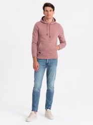 Bluza dresowa męska kangurka z kapturem BASIC – ciemnoróżowa V4 OM-SSBN-0161 - XXL. Czerwone bluzy z kapturem męskie Ombre Clothing, l, z dresówki. Za 113.99 zł.