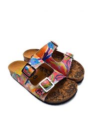 Calceo Klapki ze wzorem rozmiar: 39. Klapki damskie Calceo, bez wzorów, z materiału, bez obcasa. Za 150.72 zł.