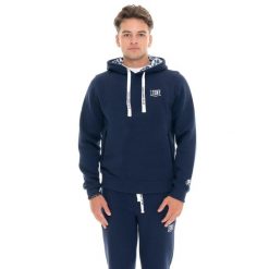 Bluza zimowa Herren z Kapuze zum Überziehen, mała Leone 1947 Logo. Niebieskie bluzy bez kaptura męskie LEONE 1947 APPAREL, na zimę, bez wzorów, z bawełny, sportowe, bez kołnierzyka, bez ramiączek. W wyprzedaży za 206.29 zł.