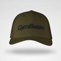 Czapka unisex z daszkiem wentylowana zielona Mesh Panel Cap. Zielone czapki męskie GYMBEAM, bez wzorów, z bawełny, sportowe. Za 42.90 zł.