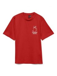 Vero Moda Koszulka w kolorze czerwonym rozmiar: M. Czerwone bluzki damskie Vero Moda, m, bez wzorów, z bawełny, bez kołnierzyka. Za 52.79 zł.