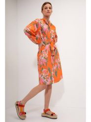 Josephine & Co Sukienka "Geike" w kolorze pomarańczowym rozmiar: 40. Pomarańczowe sukienki damskie Josephine & Co, na co dzień, bez wzorów, z bawełny, bez kołnierzyka, bez ramiączek, midi, proste. Za 319.88 zł.