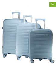 Geographical Norway 3-częściowy zestaw "Sillo" w kolorze błękitnym rozmiar: onesize. Niebieskie walizki Geographical Norway, bez wzorów, z materiału. Za 404.99 zł.