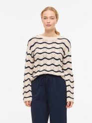 Vila Sweter "Viwave" w kolorze beżowym rozmiar: XL. Brązowe swetry klasyczne damskie Vila, xl, bez kołnierzyka. Za 59.95 zł.