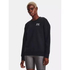 Bluza fitness damska UNDER ARMOUR Essential Fleece Crew. Czarne bluzy bez kaptura damskie Under Armour, l. Za 129.99 zł.