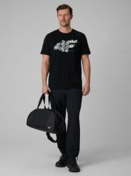 4F Spodnie casual joggery męskie - czarne S. Czarne spodnie dresowe męskie 4f, bez wzorów, z dresówki. Za 199.99 zł.