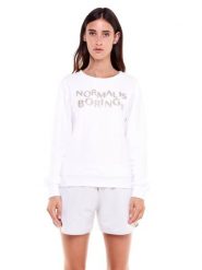 Bluza damska w kolorze złotym i srebrnym. Białe bluzy sportowe damskie LEONE 1947 APPAREL, l, z bawełny. Za 105.21 zł.