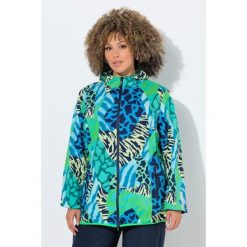 Damskie Funkcyjna kurtka przeciwdeszczowa wzór zwierzęcy elementy odblaskowe. Zielone kurtki przeciwdeszczowe damskie Ulla Popken, plus size, bez kaptura. Za 389.99 zł.