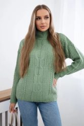 Sweter z półgolfem ciemny miętowy. Zielone golfy damskie KESI, l, bez wzorów, z wełny, bez ramiączek. Za 150.97 zł.
