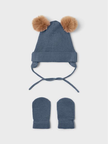 NAME IT Zestaw Czapka i Rękawiczki 13206459 Niebieski. Niebieskie rękawiczki dziecięce Name it, z dzianiny, bez ramiączek. Za 69.99 zł.