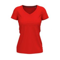 Damska Koszulka Z Dekoltem Claire V. Czerwone bluzki damskie Stedman, l, bez wzorów, sportowe, bez kołnierzyka, bez ramiączek. Za 60.99 zł.