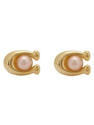 Coach Kolczyki Pearl Signature C Stud Earrings 37341922GLD651 Złoty. Żółte kolczyki damskie Coach, metalowe. Za 219.99 zł.