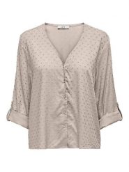 JDY Bluzka w kolorze beżowym rozmiar: S. Brązowe bluzki damskie JDY, s, bez wzorów, bez kołnierzyka, bez ramiączek. Za 56.66 zł.