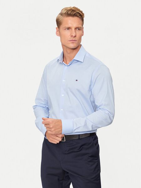 Tommy Hilfiger Koszula MW0MW38347 Błękitny Slim Fit. Niebieskie koszule męskie Tommy Hilfiger, m, bez wzorów, z bawełny, bez kołnierzyka, bez ramiączek. Za 239.99 zł.
