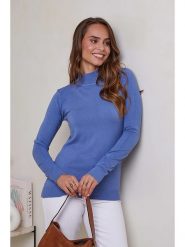 Soft Cashmere Sweter w kolorze niebieskim rozmiar: 38/40. Niebieskie golfy damskie Soft Cashmere, bez wzorów, z kaszmiru, bez ramiączek. Za 97.74 zł.