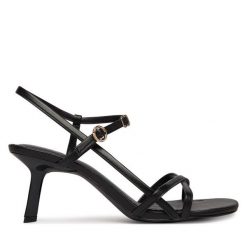 Sandały HUGO. Czarne sandały damskie Hugo, bez wzorów, bez obcasa, na szpilce. Za 899.99 zł.