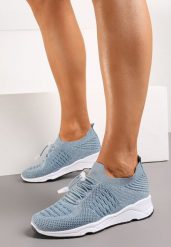 Jasnoniebieskie Buty Sportowe Ściągane Gumką Ozdobione Metaliczną Nicią Rianelle. Niebieskie buty sportowe na co dzień damskie Renee, bez wzorów, na fitness i siłownię. Za 49.99 zł.