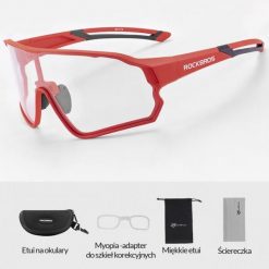 Okulary rowerowe / sportowe fotochrom ROCKBROS UV400 (10137) czerwone. Czerwone okulary przeciwsłoneczne męskie ROCKBROS, z gumy. Za 95.99 zł.