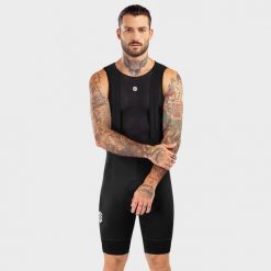 Męskie spodenki rowerowe z szelkami Kolarstwo Siroko BX Resistance. Czarne szorty męskie SIROKO, bez wzorów, z nylonu, sportowe. Za 593.00 zł.