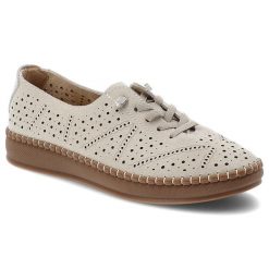 Półbuty damskie Vinceza, cholewka ze skóry naturalnej z perforacją zapewniającą przewiewność lekka podeszwa, beżowe, 79606. Brązowe półbuty damskie VINCEZA, bez wzorów, ze skóry, bez obcasa, na płaskiej podeszwie. Za 169.00 zł.