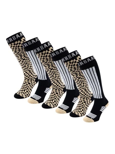 Skarpety narciarskie - Unisex - 6 par - Ciepły piasek. Brązowe skarpetki damskie POEDERBAAS, bez wzorów, z elastanu. Za 242.82 zł.