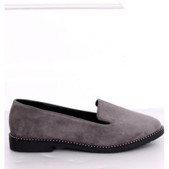 Mokasyny lordsy szare N90 Grey. Szare mokasyny damskie ButyModne, z zamszu. Za 97.92 zł.