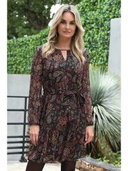 Bleu d'Azur Sukienka "Mirasol" ze wzorem rozmiar: 32/34. Sukienki damskie Bleu d'Azur, w ażurowe wzory, z tkaniny, klasyczne, bez kołnierzyka, bez ramiączek, midi. Za 113.10 zł.