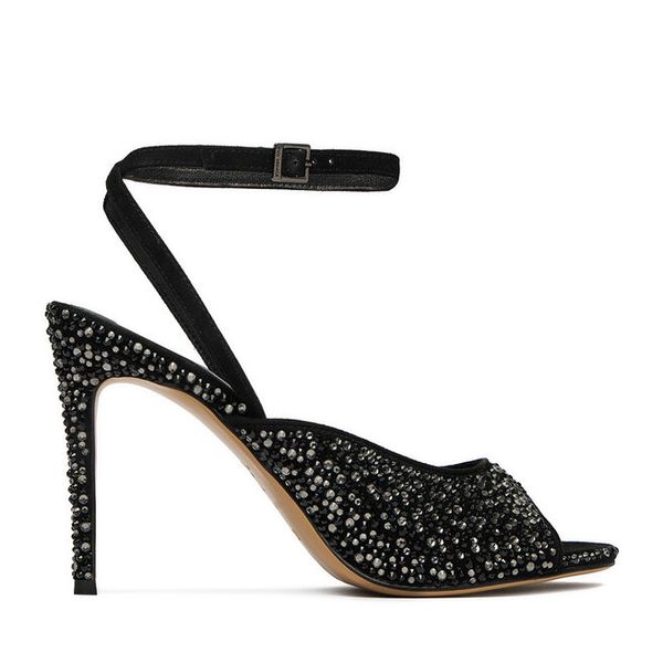 Sandały Eva Minge. Czarne sandały damskie Eva Minge, bez wzorów, bez obcasa, na szpilce. Za 449.99 zł.