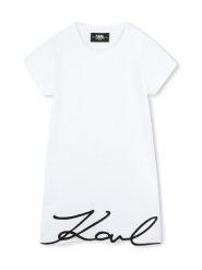 Karl Lagerfeld Kids Sukienka codzienna Z30454 S Biały Regular Fit. Białe sukienki dziewczęce Karl Lagerfeld Kids, bez wzorów, z bawełny, bez ramiączek. Za 219.99 zł.