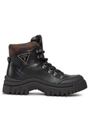 Guess Botki Lofira FL8LOF ELE12 Czarny. Czarne botki damskie Guess, ze skóry, bez obcasa, na płaskiej podeszwie, bez zapięcia. Za 339.99 zł.