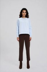 Gładka bluza błękitna. Niebieskie bluzy bez kaptura damskie MOODO, l, z bawełny. Za 89.99 zł.