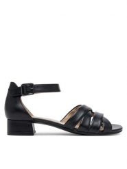 Caprice Sandały 9-28201-44 Czarny. Czarne sandały damskie Caprice, bez wzorów, ze skóry, bez obcasa, na słupku. Za 227.99 zł.
