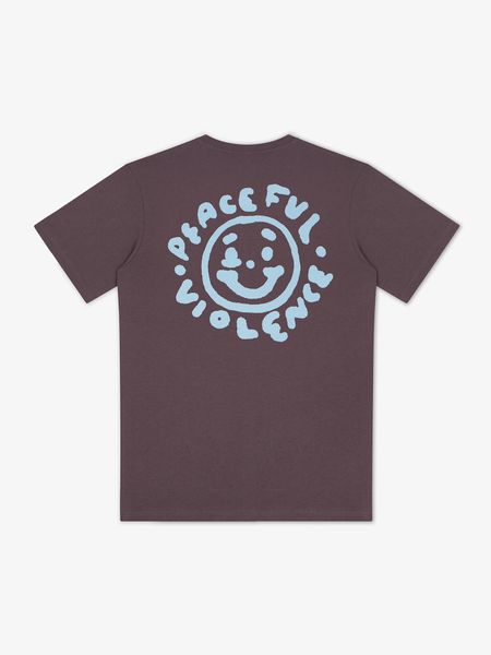 MANTO t-shirt BLACKEYE śliwkowy. Fioletowe t-shirty damskie Manto, xl, bez wzorów, z bawełny, bez kołnierzyka. Za 109.00 zł.