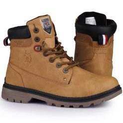 Buty męskie trapery w góry U.S Polo ASSN. Brązowe buty zimowe męskie U.S. Polo Assn., na zimę, bez zapięcia. W wyprzedaży za 199.00 zł.