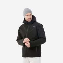 Kurtka narciarska i snowboardowa męska Quechua 500. Czarne kurtki męskie WED'ZE, m, bez wzorów, z syntetyku, bez kaptura, narciarskie. Za 449.99 zł.