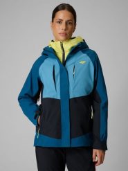 4F Kurtka trekkingowa membrana 10000 damska - turkusowa M. Niebieskie kurtki damskie 4f, na lato, l, bez wzorów, z materiału, bez kaptura. Za 399.99 zł.