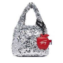 Torebka Tommy Jeans. Szare shopper bag damskie Tommy Jeans, bez wzorów, z jeansu, bez dodatków. Za 489.99 zł.