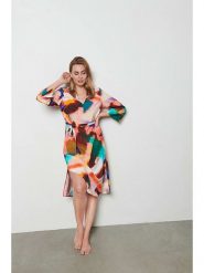 &Co Woman Sukienka "Alessia" ze wzorem rozmiar: M. Sukienki damskie &Co Woman, m, bez wzorów, z tkaniny, bez kołnierzyka, bez ramiączek, midi. Za 118.28 zł.