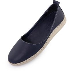 Damskie Baleriny Skórzane Nell Aurora Granatowe. Czarne baleriny damskie ENELL, bez wzorów, bez obcasa. Za 363.99 zł.