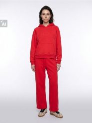 Bluza hoodie oversize z bawełną - czerwony. Czerwone bluzy bez kaptura damskie Sinsay, l, bez wzorów, z bawełny, bez ramiączek, bez kaptura. Za 49.99 zł.