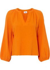 Bluzka muślinowa oversize. Brązowe bluzki damskie bonprix, bez wzorów, bez kołnierzyka, bez ramiączek. Za 69.99 zł.
