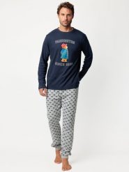 Paddington Piżama "Paddington" w kolorze granatowym rozmiar: M. Niebieskie piżamy męskie Paddington, m, bez wzorów, z bawełny, bez ramiączek. Za 165.99 zł.